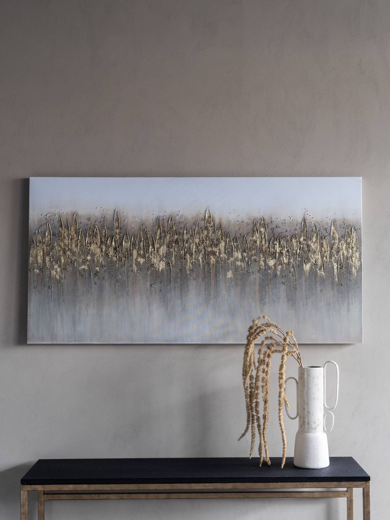 Abstract Golden Reeds Canvas Wall Art